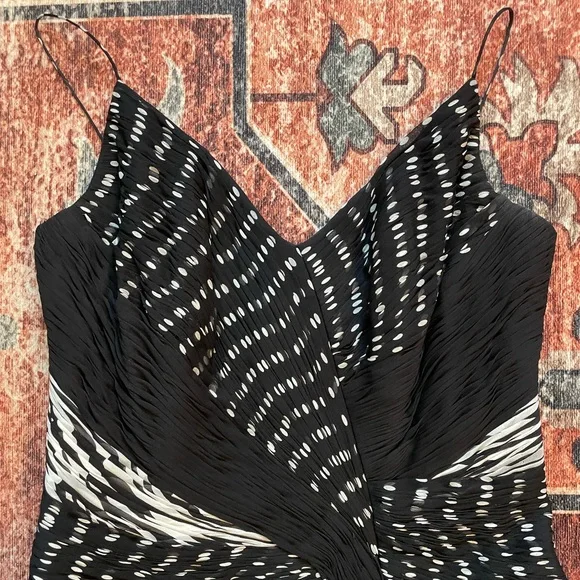 VTG 100% SILK Formal Elegant Black and White Women's Dress - Picture 3 of 12